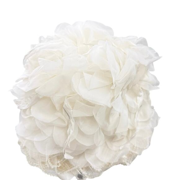 Vintage 50s White Chiffon Floral Brim Hat Union Label Formal main image 4